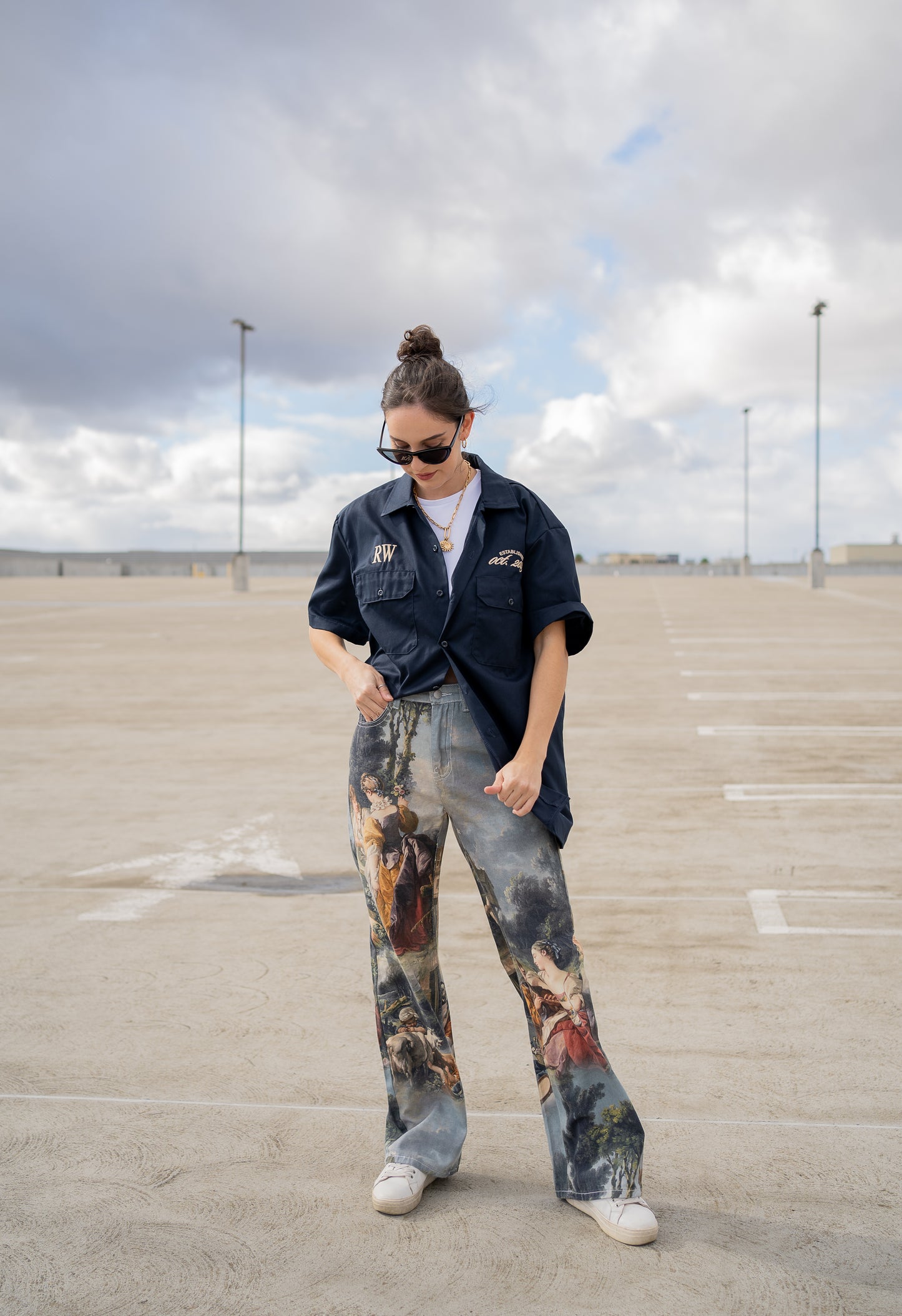 FORGIVE AND FORGET WORK SHIRT - NAVY